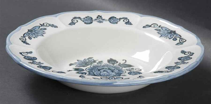 Colonial Garden Blue Rim Soup Bowl by Metlox - Poppytrail - Vernon-1