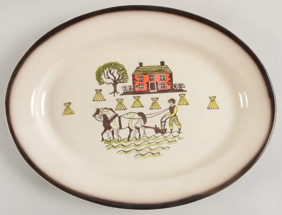 Colonial Heritage 13" Oval Serving Platter by Metlox - Poppytrail - Vernon-1