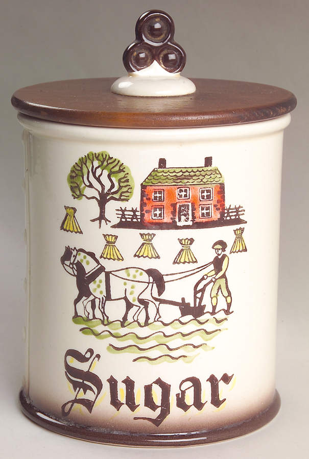 Colonial Heritage Sugar Canister & Wood Lid by Metlox - Poppytrail - Vernon-1