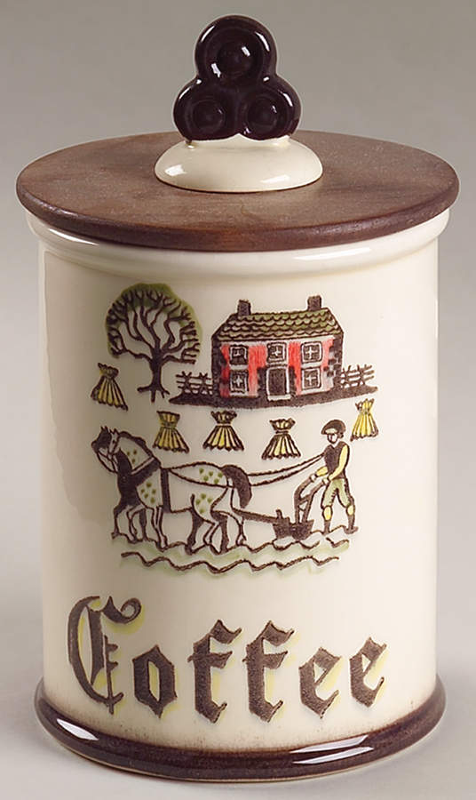 Colonial Heritage Coffee Canister & Wood Lid by Metlox - Poppytrail - Vernon-1