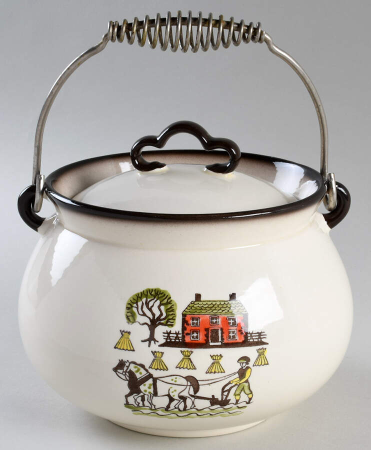 Colonial Heritage Kettle Casserole & Lid w/Metal Handle by Metlox - Poppytrail - Vernon-1