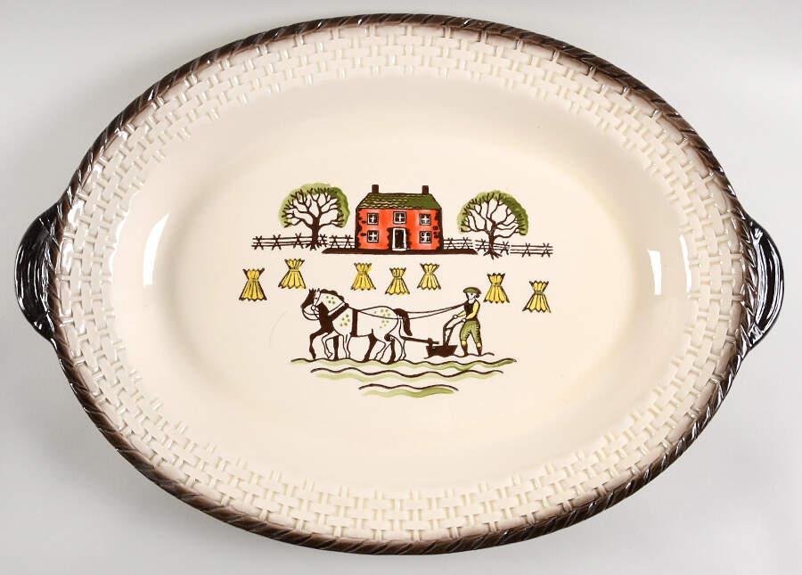 Colonial Heritage 22" Oval Serving Platter by Metlox - Poppytrail - Vernon-1