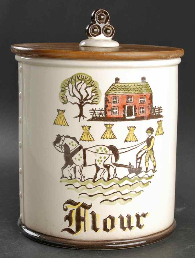 Colonial Heritage Flour Canister & Wood Lid by Metlox - Poppytrail - Vernon-1