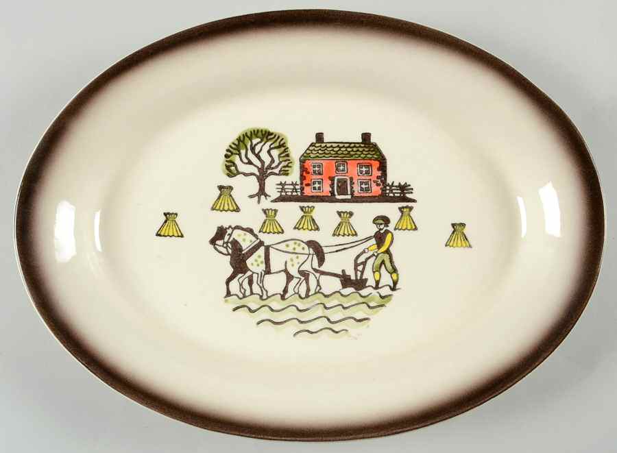 Colonial Heritage 11" Oval Serving Platter by Metlox - Poppytrail - Vernon-1