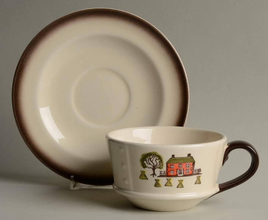 Colonial Heritage Flat Cup & Saucer Set by Metlox - Poppytrail - Vernon-1