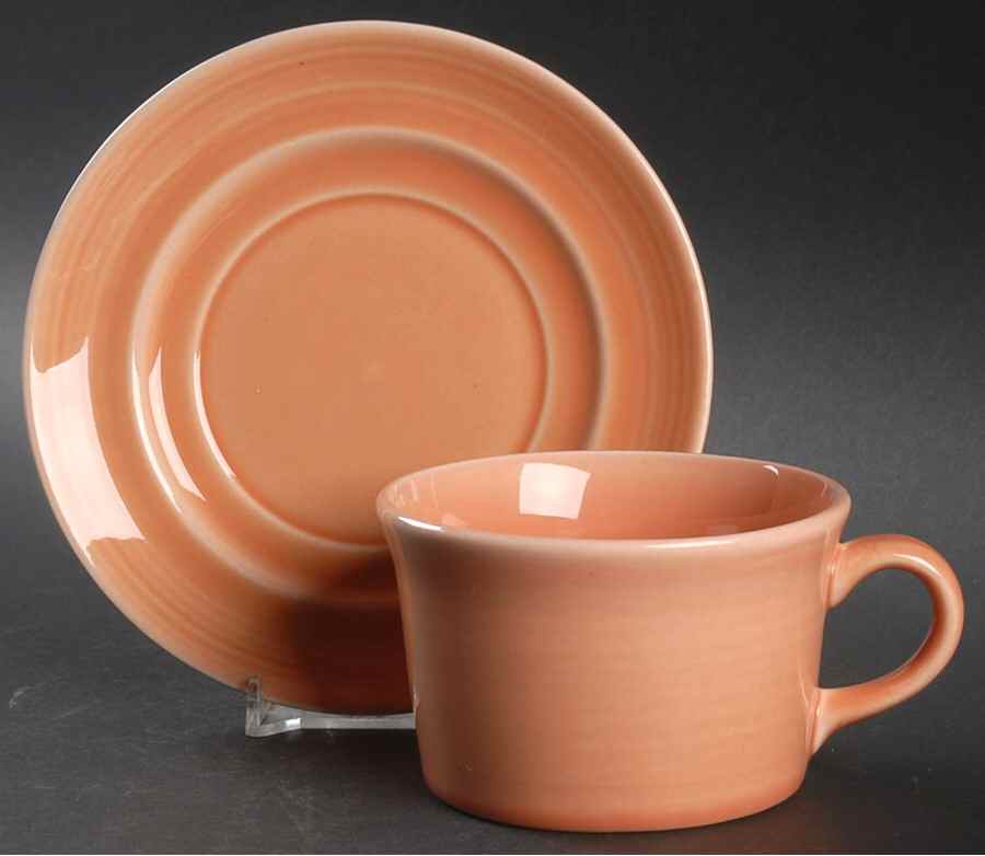 Colorstax Apricot Flat Cup & Saucer Set by Metlox - Poppytrail - Vernon-1