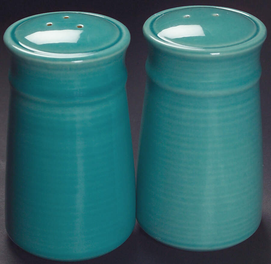 Colorstax Aqua Oversized Salt & Pepper Set by Metlox - Poppytrail - Vernon-1