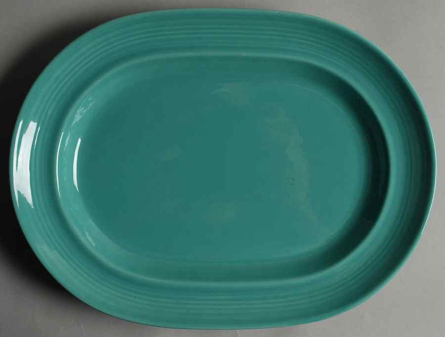 Colorstax Aqua 13" Oval Serving Platter by Metlox - Poppytrail - Vernon-1