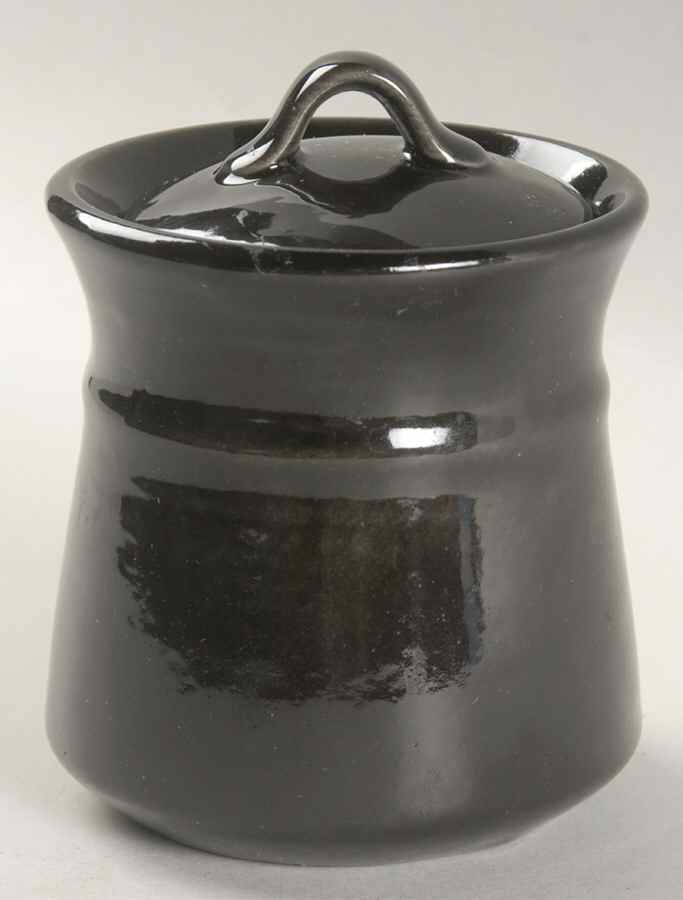 Colorstax Black Sugar Bowl & Lid by Metlox - Poppytrail - Vernon-1