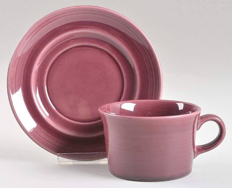 Colorstax Brick Red Flat Cup & Saucer Set by Metlox - Poppytrail - Vernon-1