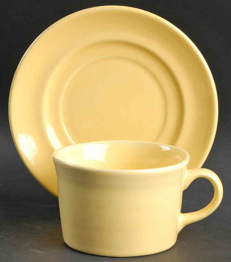 Colorstax Canary Flat Cup & Saucer Set by Metlox - Poppytrail - Vernon-1