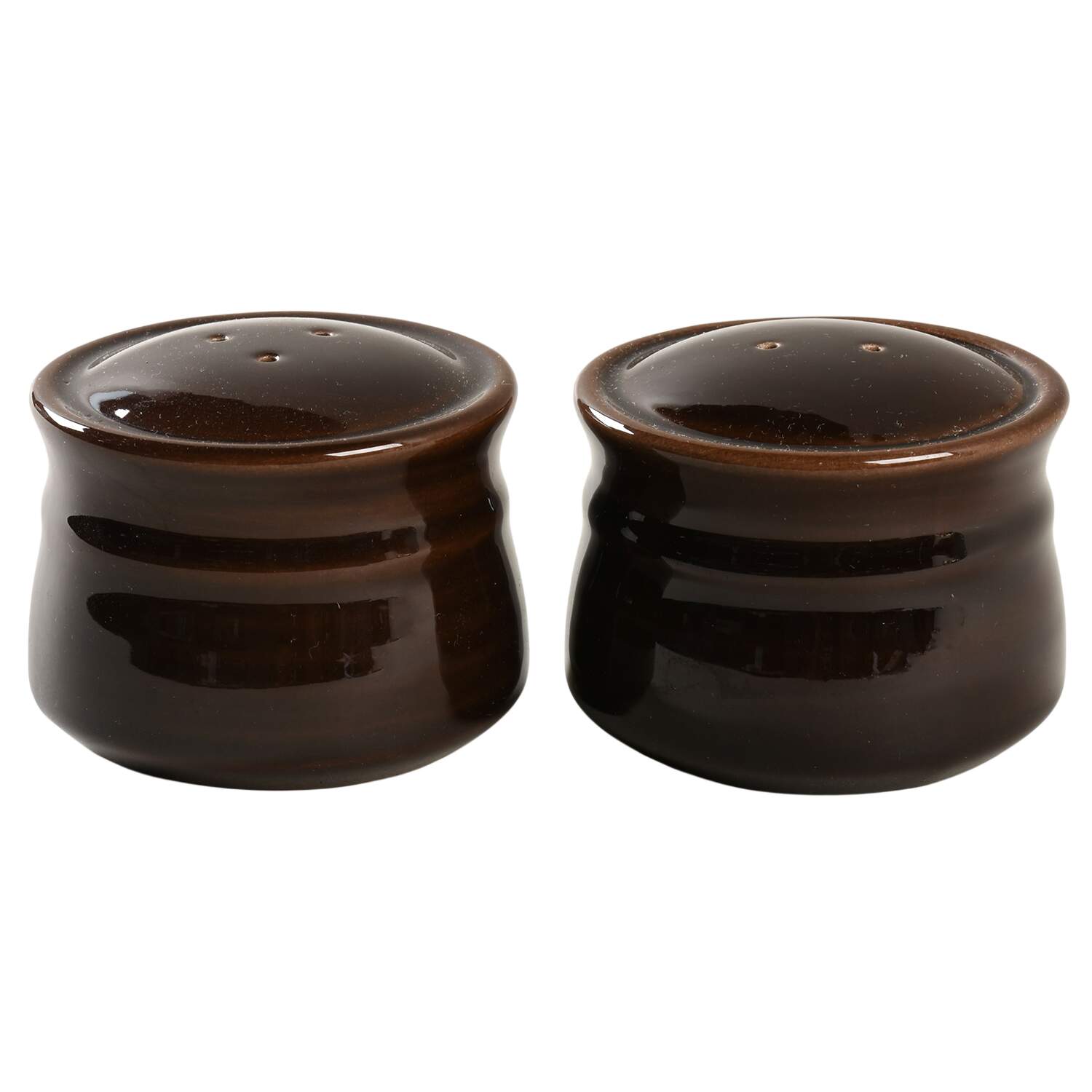 Colorstax Chocolate Salt & Pepper Set by Metlox - Poppytrail - Vernon-1