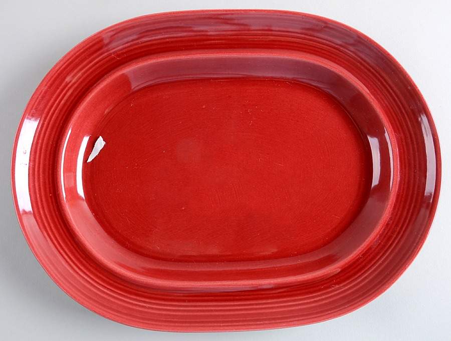 Colorstax Cranberry 13" Oval Serving Platter by Metlox - Poppytrail - Vernon-1