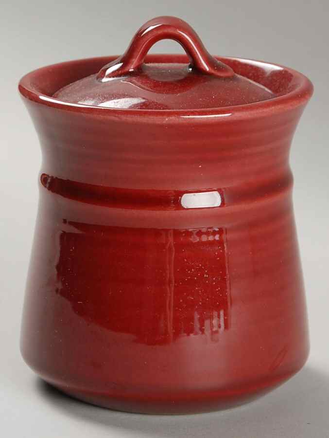 Colorstax Cranberry Sugar Bowl & Lid by Metlox - Poppytrail - Vernon-1