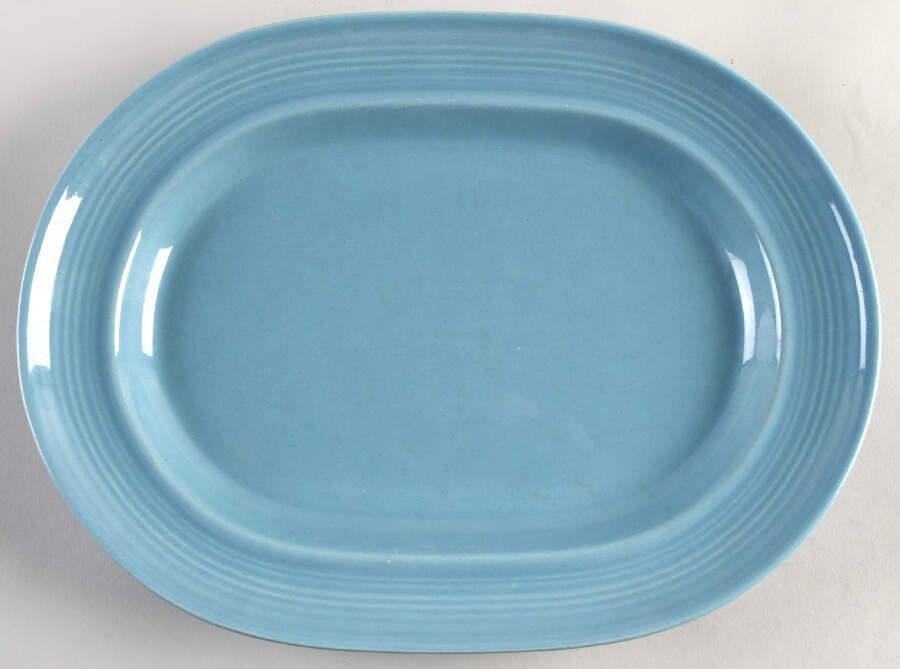 Colorstax French Blue 13" Oval Serving Platter by Metlox - Poppytrail - Vernon-1