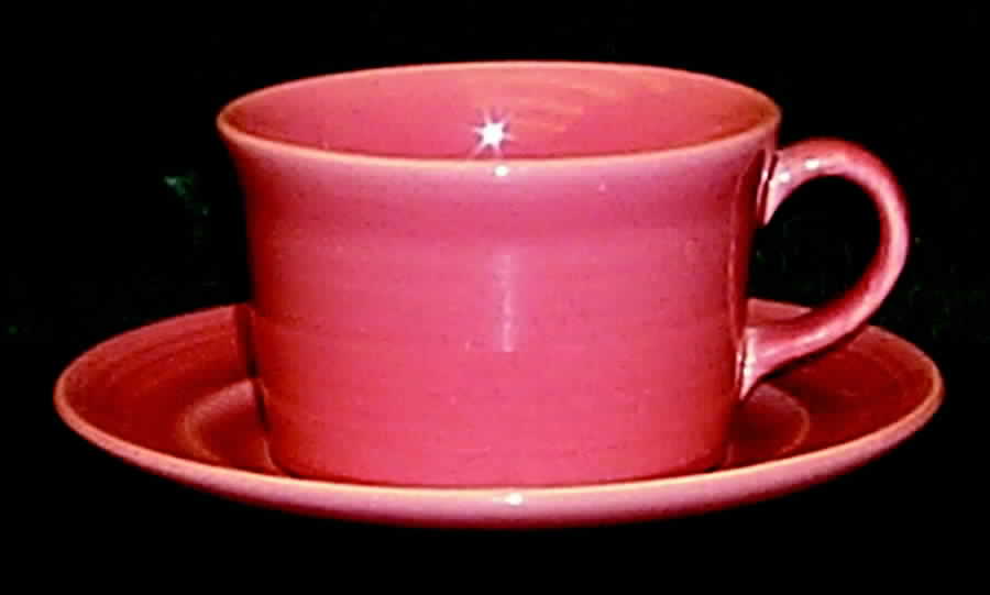 Colorstax Pink Rose Flat Cup & Saucer Set by Metlox - Poppytrail - Vernon-1