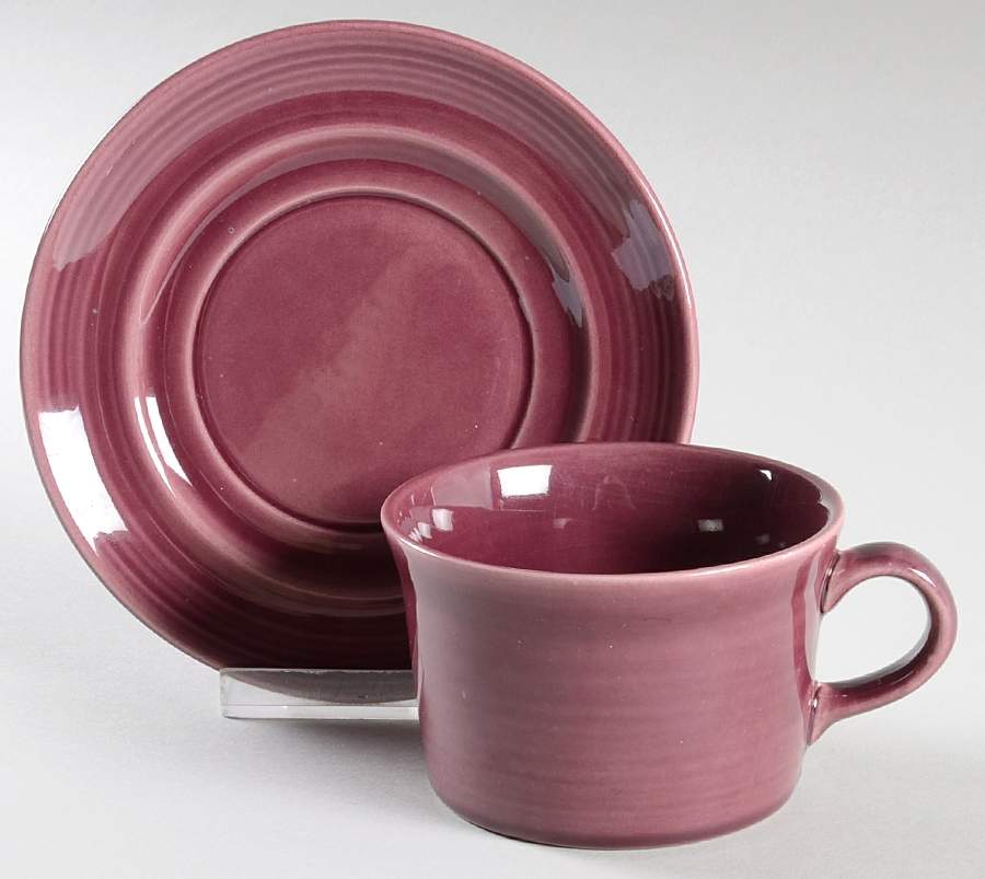 Colorstax Plum Flat Cup & Saucer Set by Metlox - Poppytrail - Vernon-1