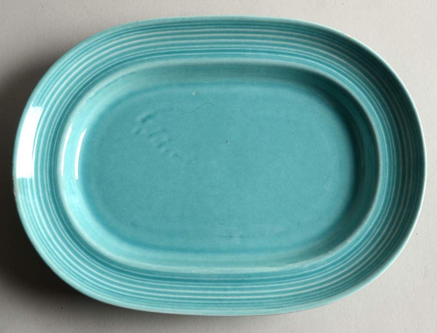 Colorstax Turquoise 10" Oval Serving Platter by Metlox - Poppytrail - Vernon-1