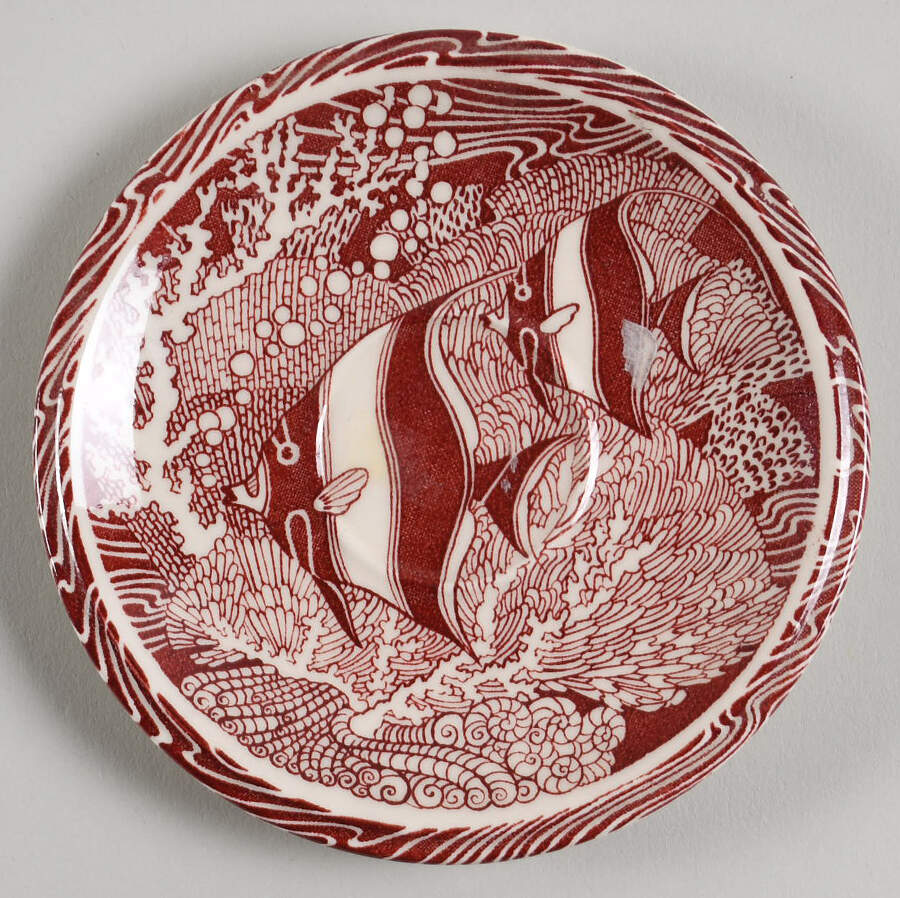 Coral Reef Maroon Saucer for Demitasse Cup by Metlox - Poppytrail - Vernon-1