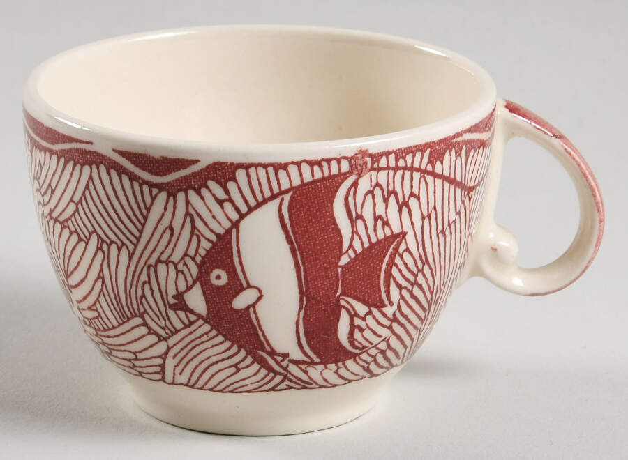Coral Reef Maroon Flat Demitasse Cup by Metlox - Poppytrail - Vernon-1