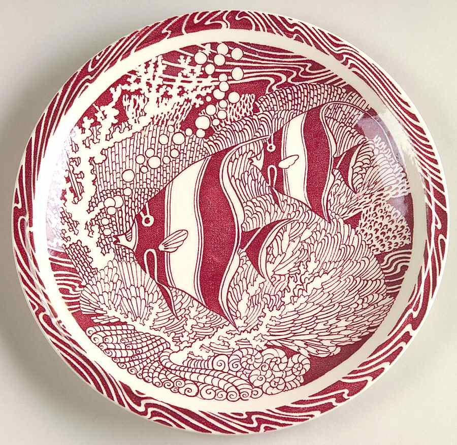 Coral Reef Maroon Salad Plate by Metlox - Poppytrail - Vernon-1
