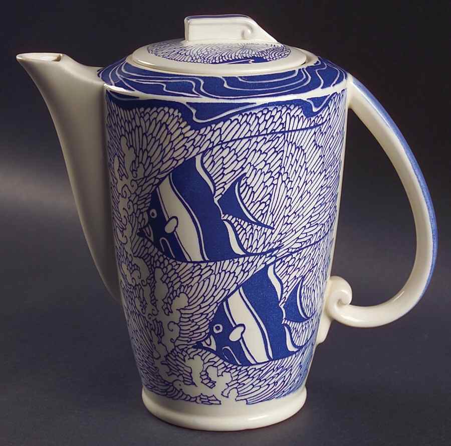 Coral Reef Blue Coffee Pot & Lid by Metlox - Poppytrail - Vernon-1
