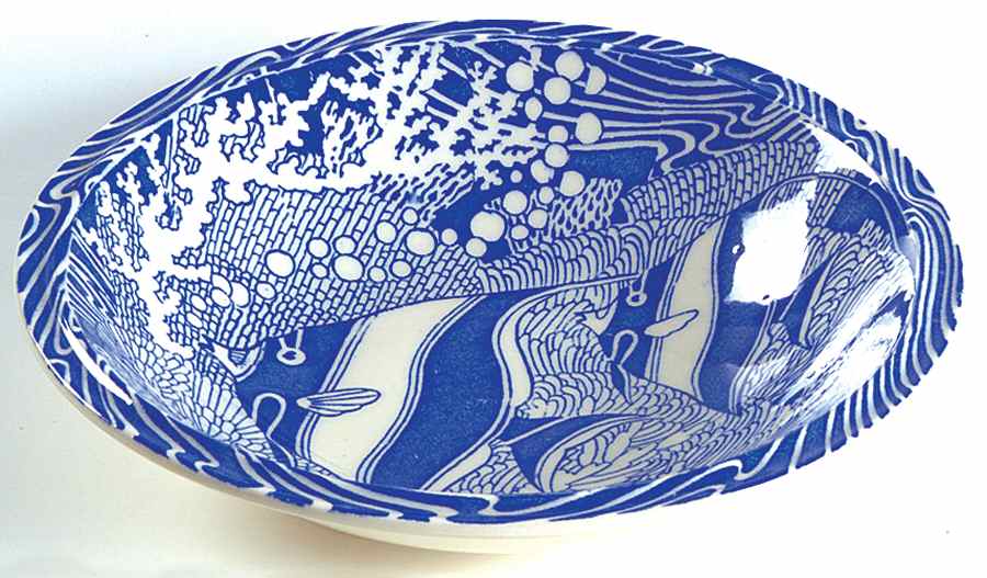 Coral Reef Blue 8" Round Vegetable Bowl by Metlox - Poppytrail - Vernon-1