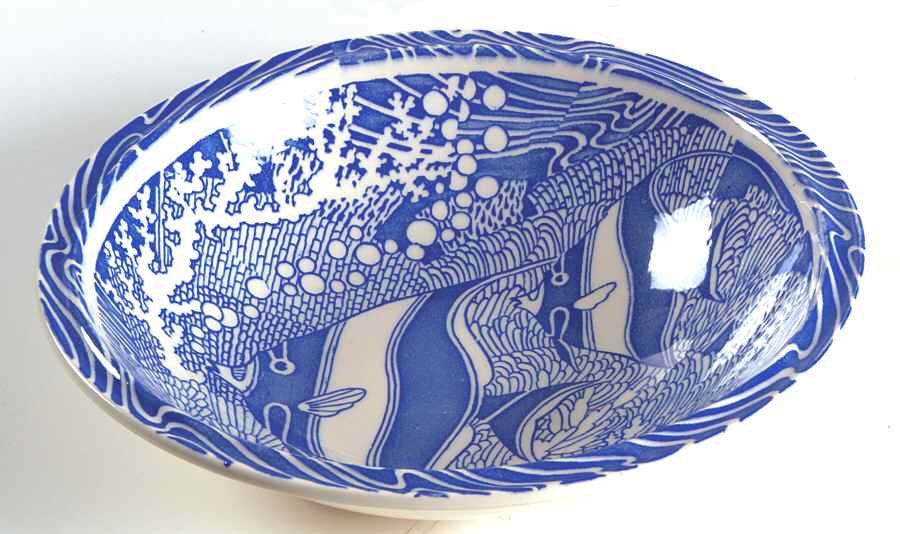 Coral Reef Blue 9" Round Vegetable Bowl by Metlox - Poppytrail - Vernon-1