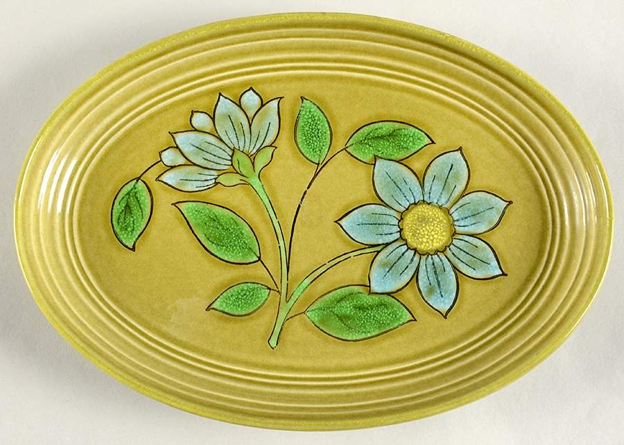 Dahlia Blue 9" Oval Serving Platter by Metlox - Poppytrail - Vernon-1