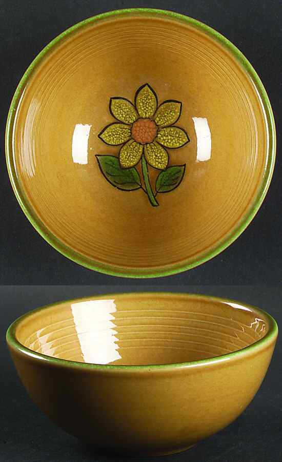 Dahlia Gold Coupe Cereal Bowl by Metlox - Poppytrail - Vernon-1