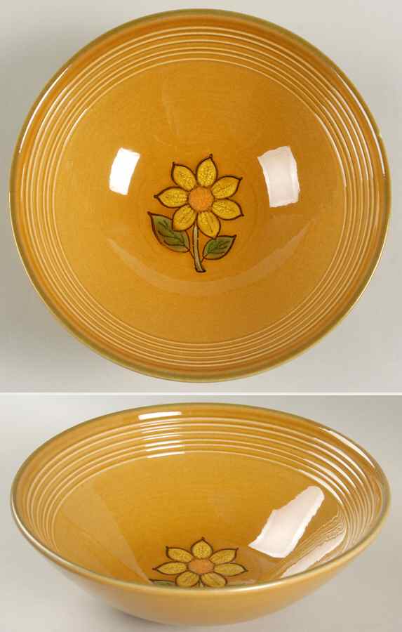 Dahlia Gold 8" Round Vegetable Bowl by Metlox - Poppytrail - Vernon-1