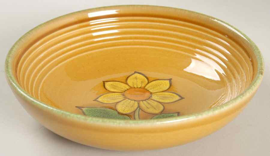 Dahlia Gold Coupe Soup Bowl by Metlox - Poppytrail - Vernon-1