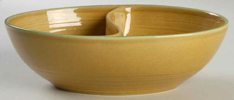 Dahlia Gold Round Divided Vegetable Bowl by Metlox - Poppytrail - Vernon-1