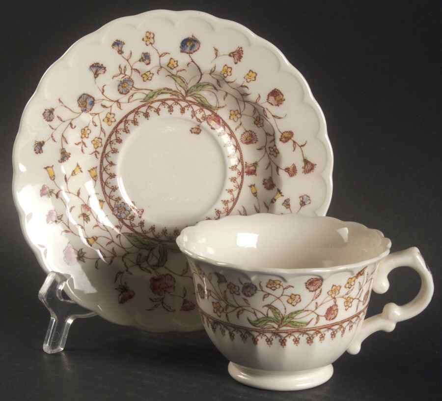Desert Bloom Footed Cup & Saucer Set by Metlox - Poppytrail - Vernon-1