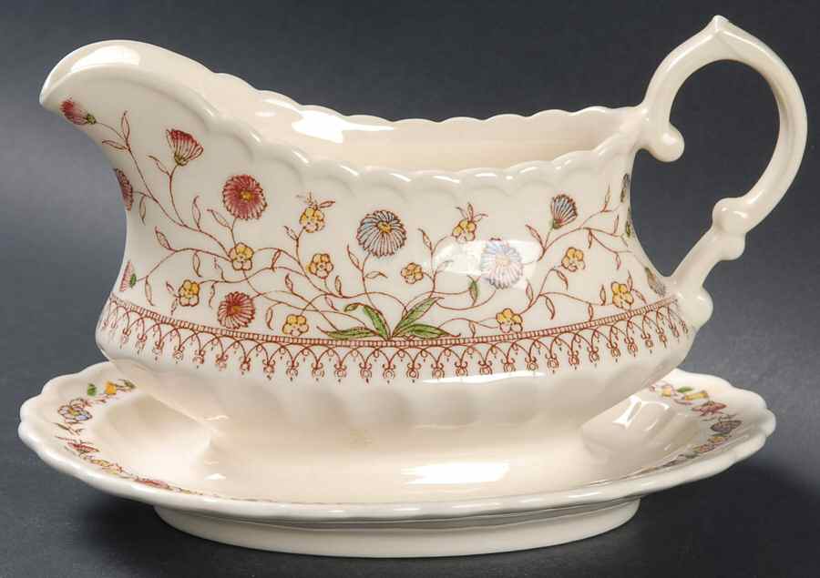 Desert Bloom Gravy Boat with Attached Underplate by Metlox - Poppytrail - Vernon-1