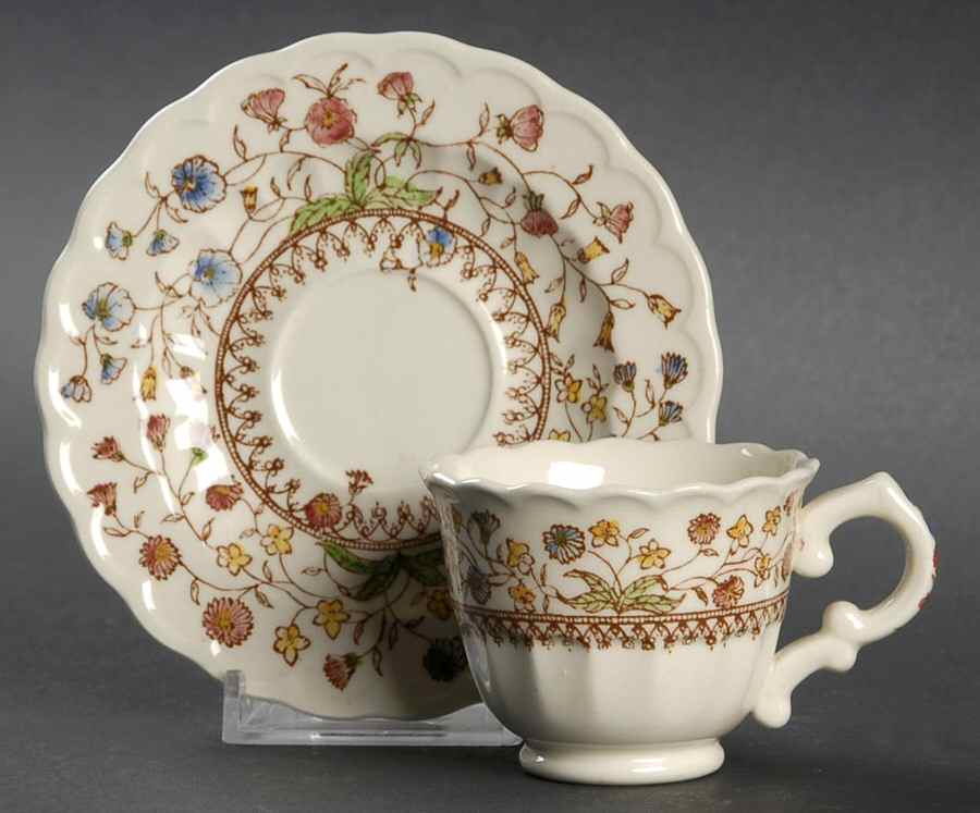 Desert Bloom Footed Demitasse Cup & Saucer Set by Metlox - Poppytrail - Vernon-1