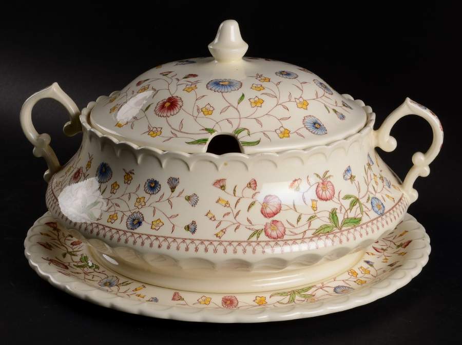 Desert Bloom Tureen & Lid w/Underplate by Metlox - Poppytrail - Vernon-1