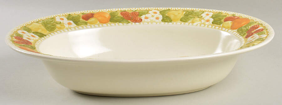 Della Robbia 12" Oval Vegetable Bowl by Metlox - Poppytrail - Vernon-1