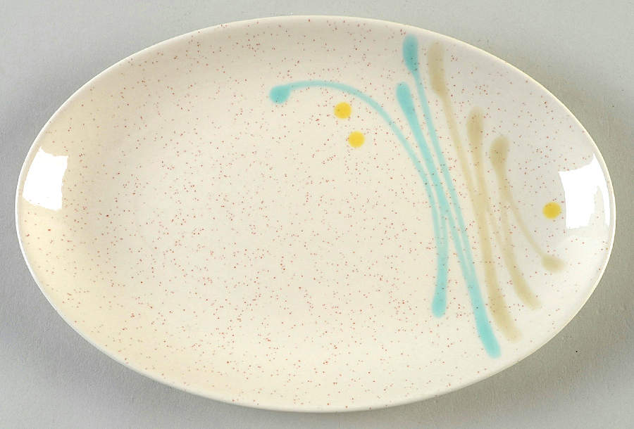 Dis-N-Dot 9" Oval Serving Platter by Metlox - Poppytrail - Vernon-1