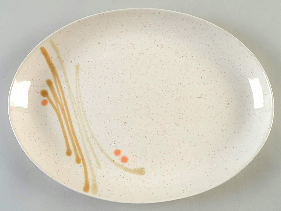 Dis-N-Dot 13" Oval Serving Platter by Metlox - Poppytrail - Vernon-1