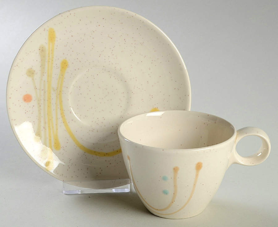 Dis-N-Dot Flat Cup & Saucer Set by Metlox - Poppytrail - Vernon-1