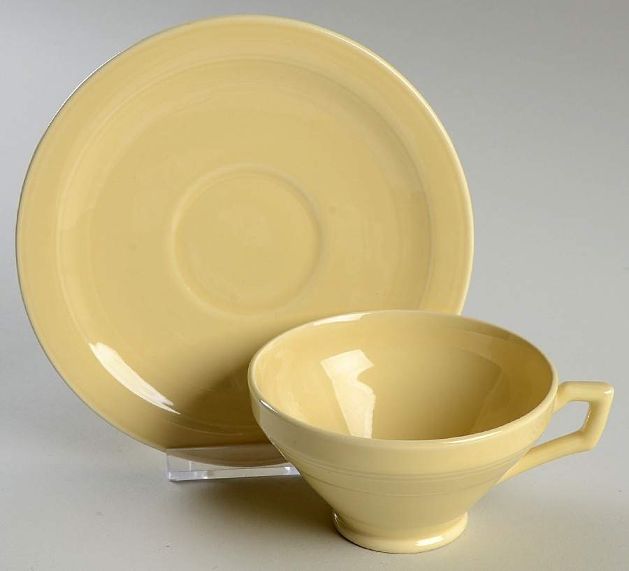 Early California Yellow Footed Cup & Saucer Set by Metlox - Poppytrail - Vernon-1