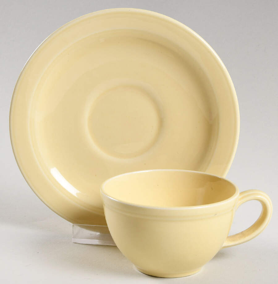 Early California Yellow Flat Demitasse Cup & Saucer Set by Metlox - Poppytrail - Vernon-1