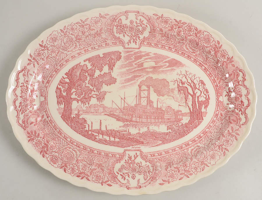 Early Days Pink 13" Oval Serving Platter by Metlox - Poppytrail - Vernon-1