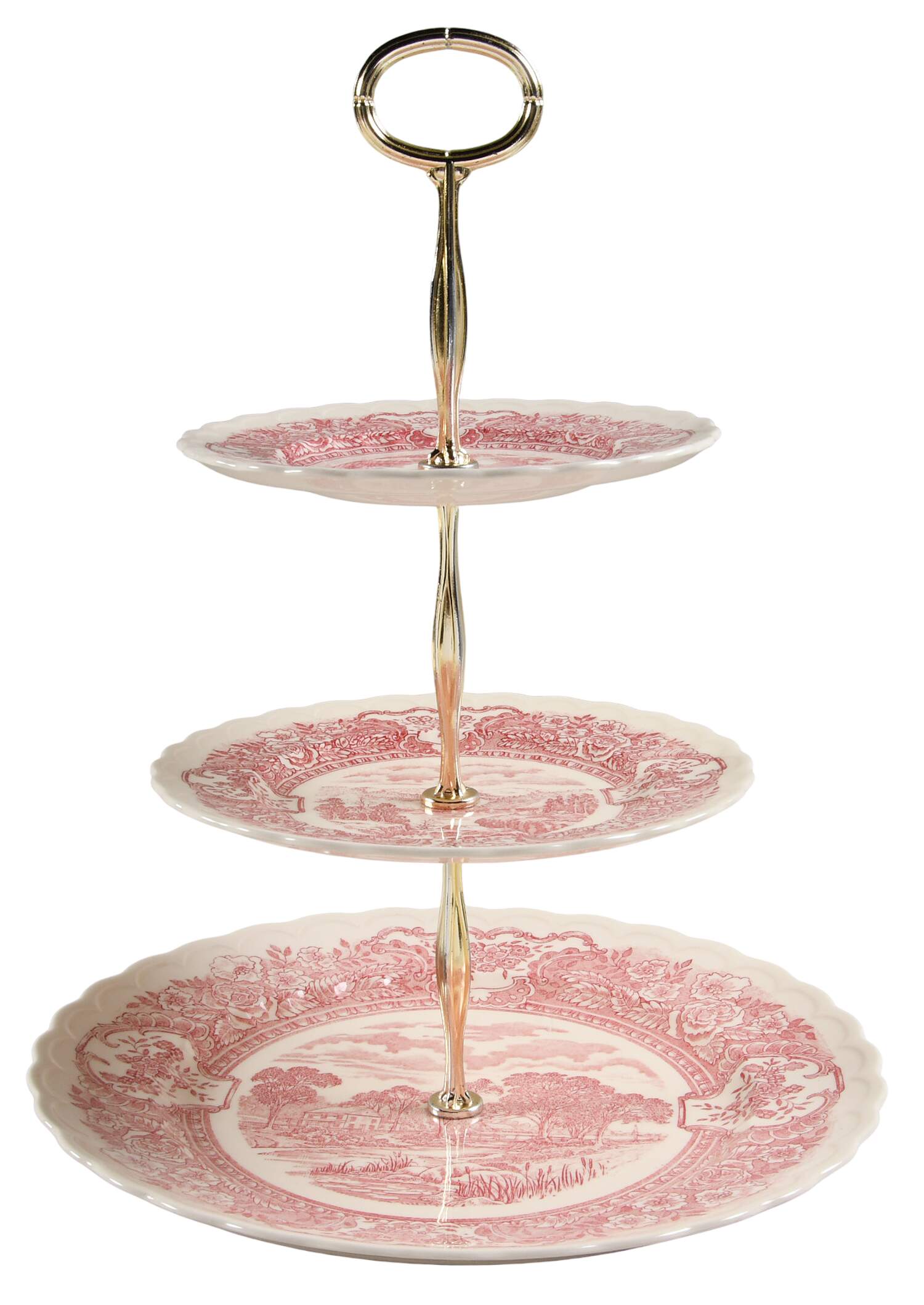 Early Days Pink 13 7/8"-14 1/4" 3-Tiered Serving Tray(DP,SP,BB) HC by Metlox - Poppytrail - Vernon-1