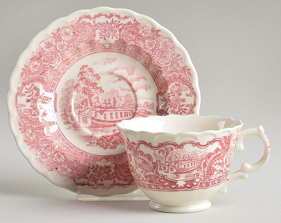 Early Days Pink Footed Cup & Saucer Set by Metlox - Poppytrail - Vernon-1
