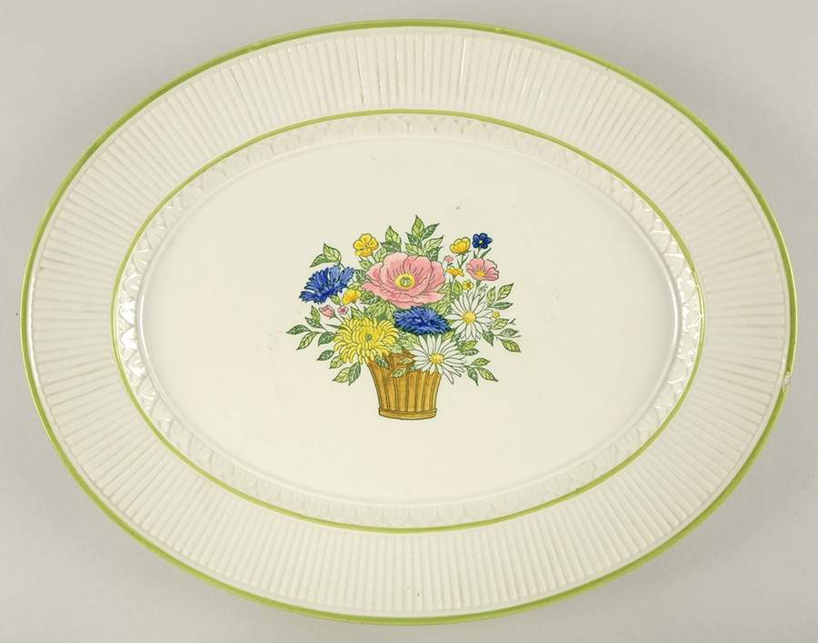 Flower Basket 14" Oval Serving Platter by Metlox - Poppytrail - Vernon-1