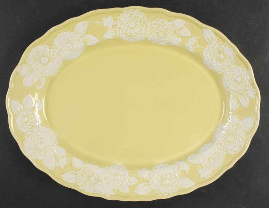 Flora Lace 14" Oval Serving Platter by Metlox - Poppytrail - Vernon-1