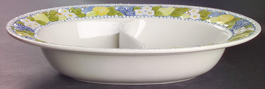 Florence 12" Oval Divided Vegetable Bowl by Metlox - Poppytrail - Vernon-1