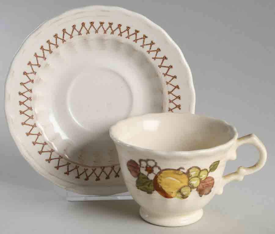 Fruit Basket Footed Cup & Saucer Set by Metlox - Poppytrail - Vernon-1